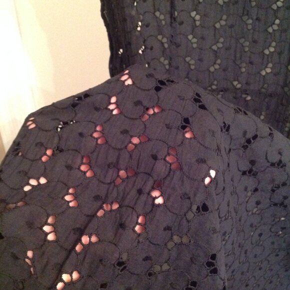 Vintage 1950’s Pinup Cay Artley Black Eyelet Dress Fit & Flare Union Made M L - Picture 8 of 14